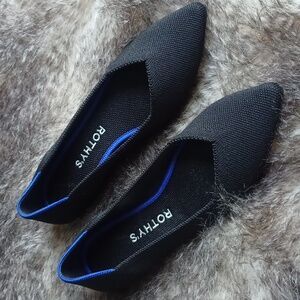 Rothy's Black Flats with Blue Trim